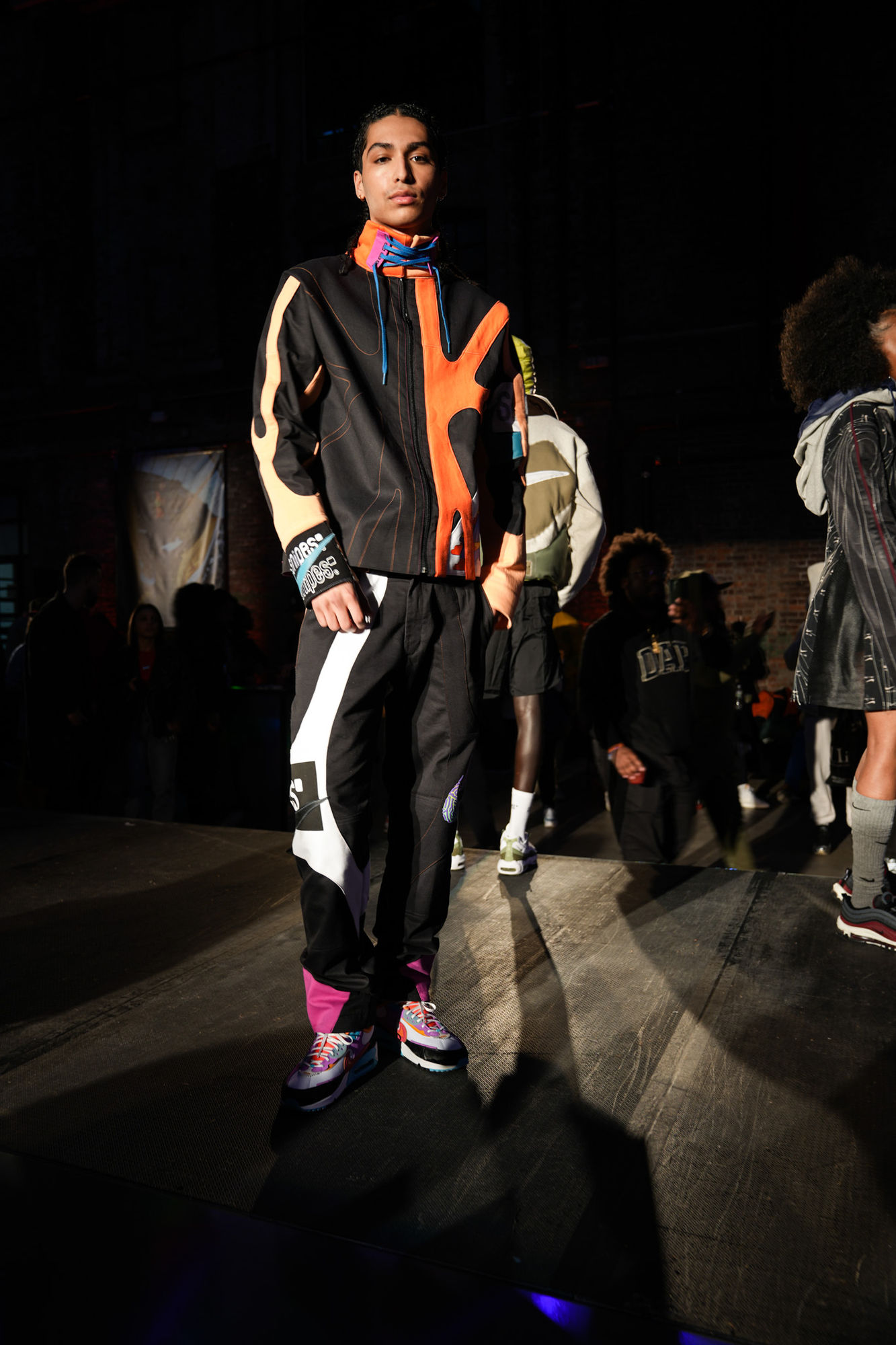 Runway look in black and orange with Snipes branding, Air Max Day